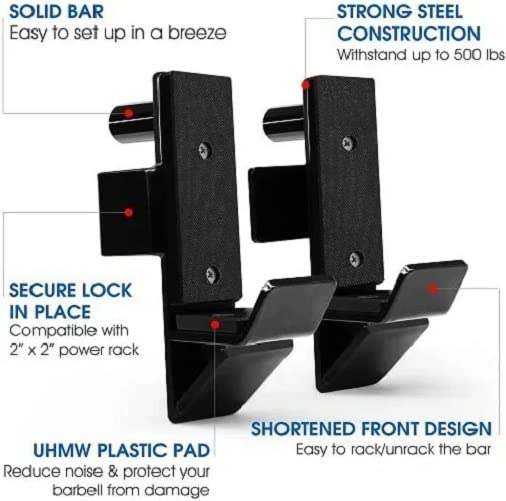 Yes4All Olympic Weight Plate Holder Attachment + Barbell Holder J-Hooks For Power Rack/Power Cage 2x2 Inches