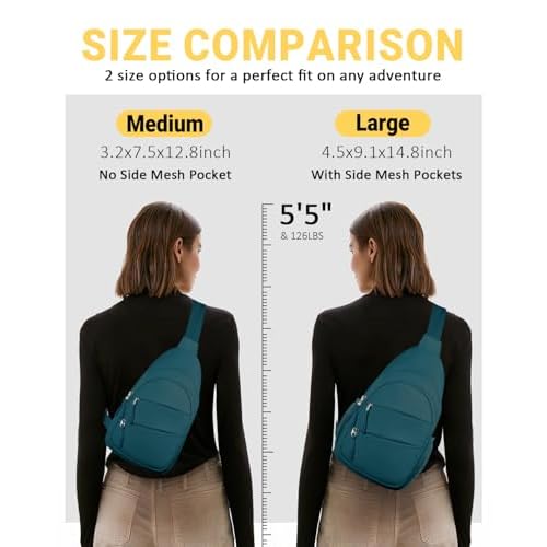 Crossbody Bags for Women, Sling Bag for Men, Small Hiking Backpack Anti Theft Lightweight for Outdoors Travel £¨M, Teal Blue£©