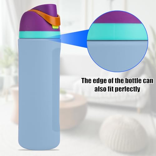 Silicone Water Bottle Boot for Owala 24oz, Full Wrap Protection Anti-Sliding Bottom Protective Sleeve Case Compatible with FreeSip Water Bottle Gift for Owala Protector Cover Accessory (Blue)