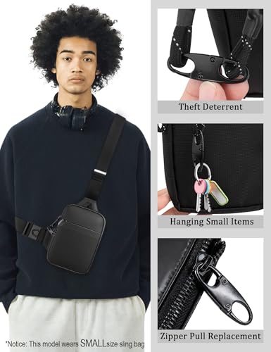 Mini Anti Theft Crossbody Sling Bag Water Resistant Fanny Pack Small Black