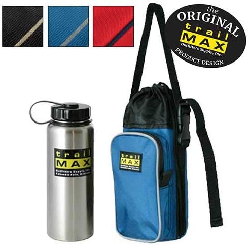 TrailMax 500 Series Water Bottle Horse Saddle Bag; Insulated & Padded Drink Holder; Western & endurance Saddle Water Carrier; Saddlebag w/ 1 Liter Stainless Steel Water Bottle; Black & Sand