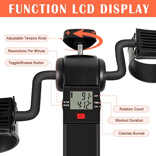 Under Desk Bike Pedal Exerciser with LCD Display - Black