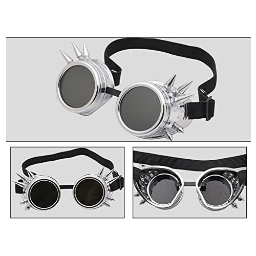Steampunk Goggles Vintage silver stud welding glasses motorcycle goggles Gothic Cosplay Sunglasse