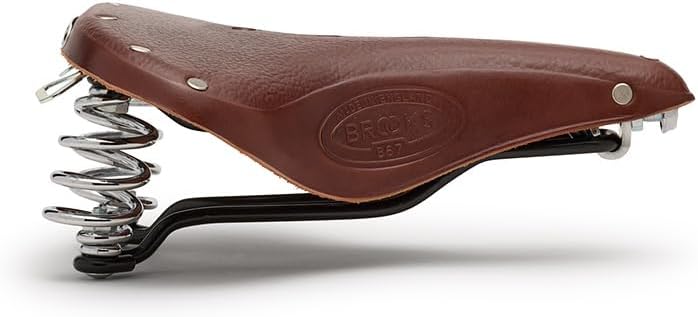 Brooks England B67 Short, Leather Bike Saddle with Suspension Springs