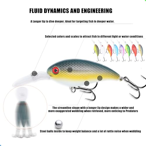Saltwater & Freshwater Diving Crankbait Lures - Bass Trout Walleye Pike