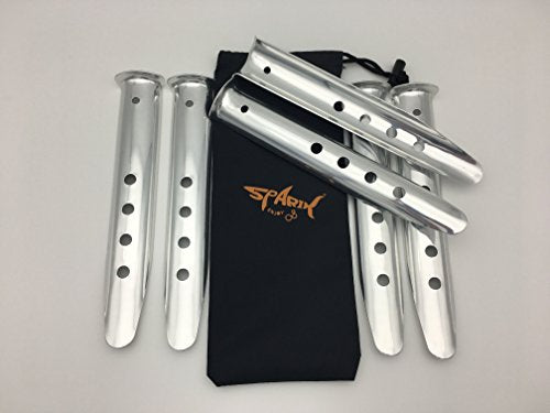 9 Inch Aluminum Tent Stakes Pack of 6 for Camping, Hiking, Snow & Sand