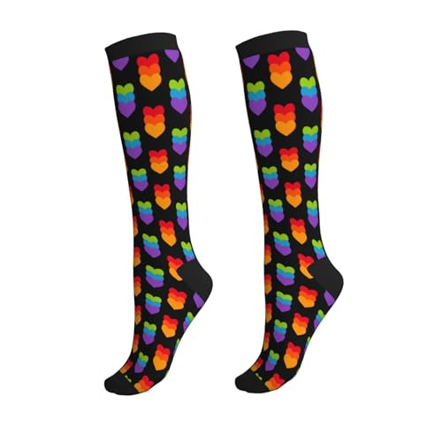 Unisex Knee High Support Compression Socks - Pride Rainbow Variation
