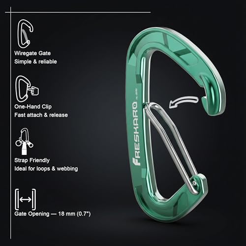 Heavy Duty Stainless Steel Wiregate Carabiner 15kN for Camping Hiking - Green 4 Pack