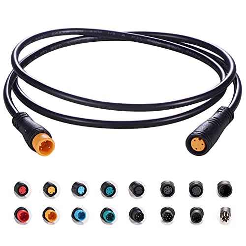 Extension Cable 2Pin/3Pin/4Pin/5Pin/6Pin/8Pin/9Pin Waterproof Plug Works for Electric Bicycle Light/Throttle/Ebrake/Display Ebike Parts Extend Cable (3pin 50cm)