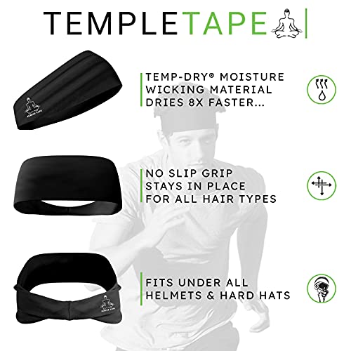 Temple Tape Sweat Band Workout Headbands for Women and Men - Sweatbands for Men - Moisture Wicking Sports Sweat Bands Headbands for Women, Running,Cycling,Yoga,Football Headband