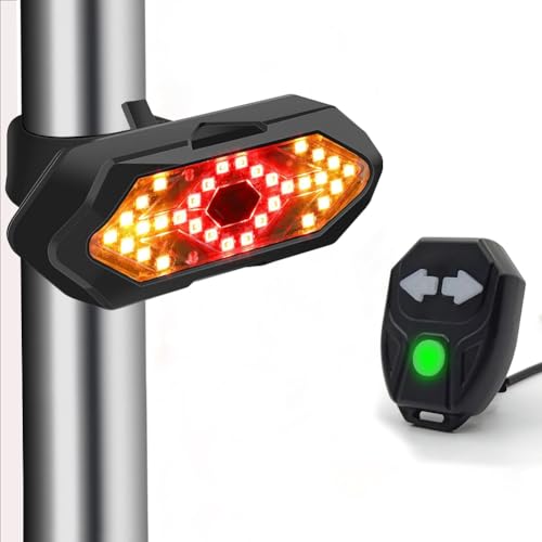 Bike Tail Light with Turn Signals - Wireless Remote, USB Rechargeable, Waterproof, Ultra Bright LED - Type 5 (Remote Rechargable)