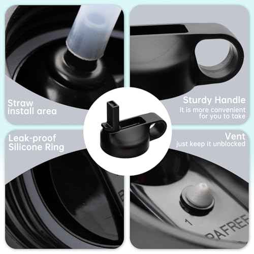 Lid Replacement Compatible with Hydro Cell Wide Mouth Bottle 64 oz, 40 oz, 32 oz, 24 oz, 18 oz, 14 oz,with 2 straws and 1 straw brush