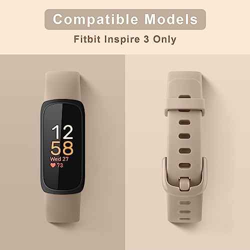 Vancle 4 Pack Bands Compatible with Fitbit Inspire 3 Bands for Women Men, Sport Silicone Adjustable Replacement Straps for Fitbit Inspire 3 Fitness Tracke