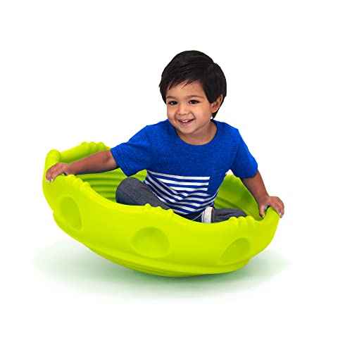 Simplay3 Two Sided Rock Around Wobble Disk and Climbing Dome for Toddlers and Kids - Rocking and Climbing - Indoor/Outdoor - Yellow/Green, Made in USA (1 Pack)