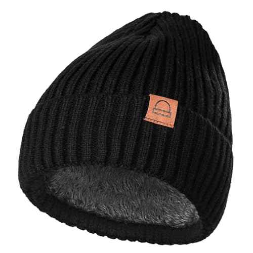 Fashion Knit Beanies Hats, Men Women Warm Beanie for Winter, Fleece Lined Beanie, Thermal Thick Snow Skull Cap