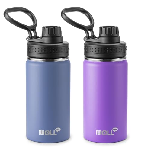 Kids 12oz Water Bottle Set - Royal Blue & Purple Stainless Steel, Insulated, BPA-Free