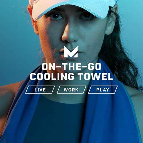 MISSION On-The-Go Cooling Towel, Blue - Soft, Lightweight Fabric - Cools Up to 2 Hours - UPF 50 Sun Protection - Machine Washable