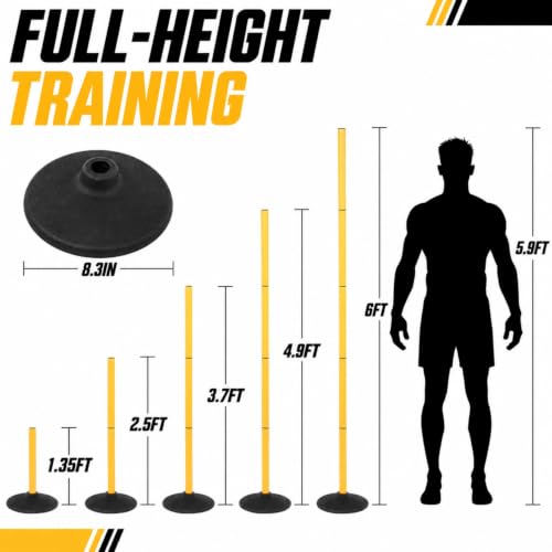 Neoaider 6 Ft Agility Poles - 4 Pack Detachable Soccer Training Equipment