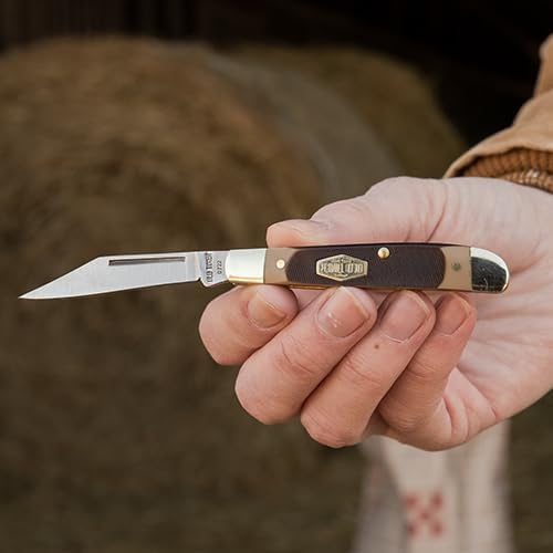 Old Timer 12OTCP Pal Traditional Folding Pocket Knife with 2.2in High Carbon Stainless Steel Blade, Sawcut Handle, and Convenient Size for EDC, Whittling, Camping, Hunting, General Use, and Outdoors, 5.1 inch