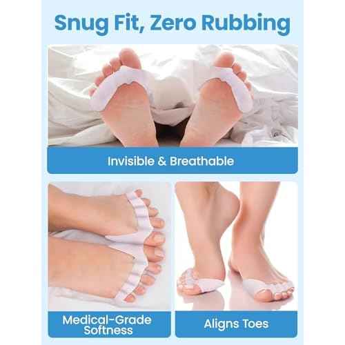 Toe Separators - Podiatrist Recommended, Toe Spacers for Men and Women, Breathable Bunion Corrector