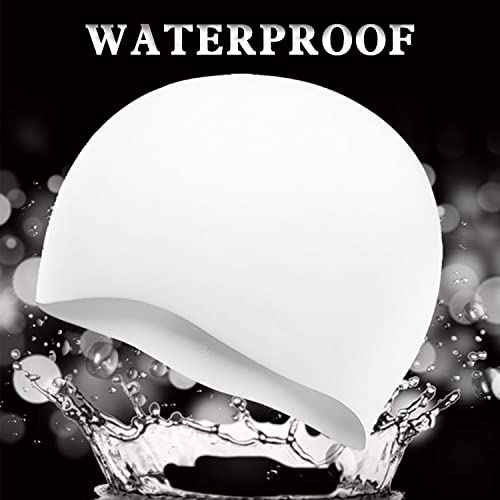Uttpll Waterproof Silicone Swim Cap, Comfortable Bathing Cap, Swimming Cap for Women and Men, Waterproof Bathing Cap