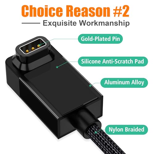 AGVEE 3.3ft USB-C Right Angle Charger Cable for Coros Smartwatch - Black