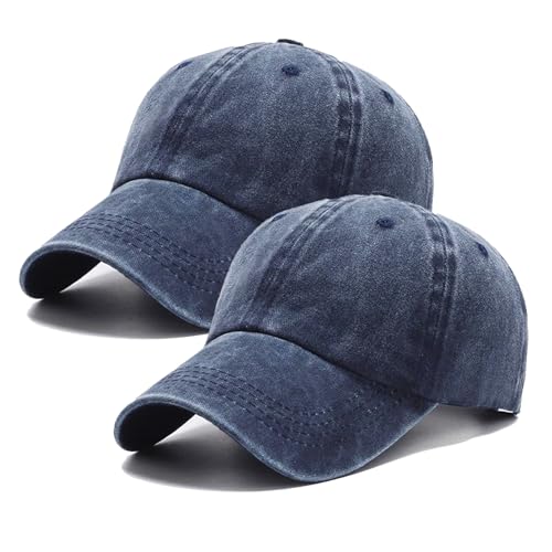 PFFY 2 Packs Vintage Washed Distressed Baseball Cap Golf Dad Hat for Men Women
