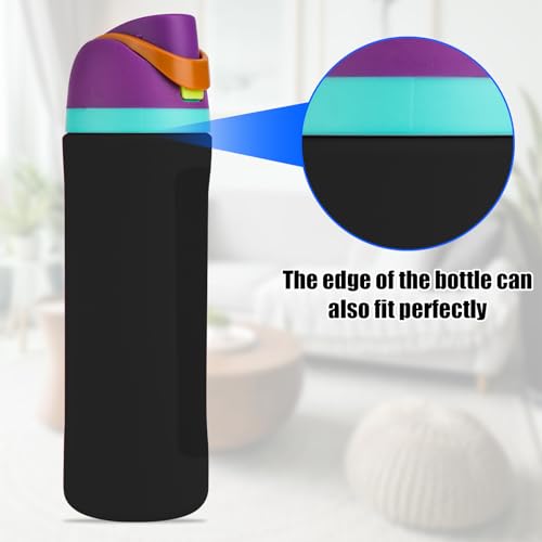 Silicone Water Bottle Boot for Owala FreeSip 24oz, Full Wrap Protection Anti-Sliding Bottom Protective Sleeve Case Compatible with Water Bottle Gift for Owala Protector Cover Accessory (Black)