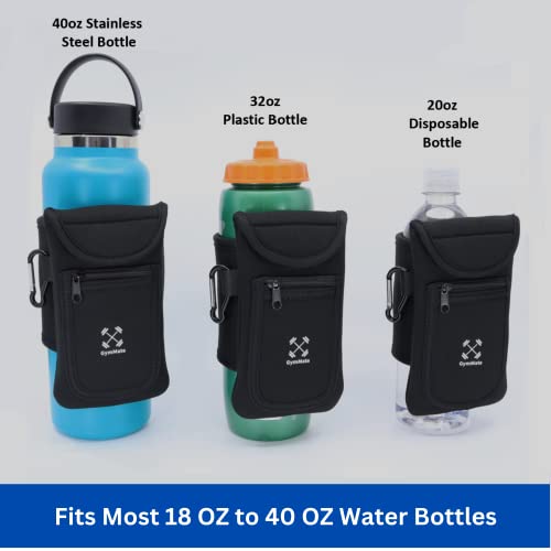 Magnetic Water Bottle Sleeve with Pocket for Gym, Fits 18oz & 40oz Bottles