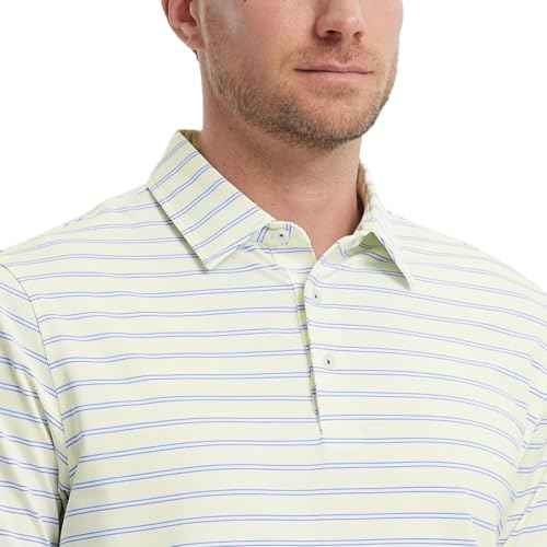 M MAELREG Mens Golf Shirts Dry Fit Moisture Wicking Performance Sports Short Sleeve Striped Collared Polo Shirts for Men