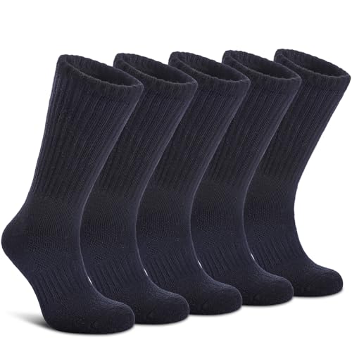 LANLEO Merino Wool Hiking Socks for Men Women Large 5 Pairs Winter Thermal Crew