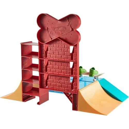 Hot Wheels Skate Fingerboard Playset, Skate Shop with Exclusive Fingerboard & Pair of Skate Shoes, Ramps, Walls & Edges for Skating, Includes Storage