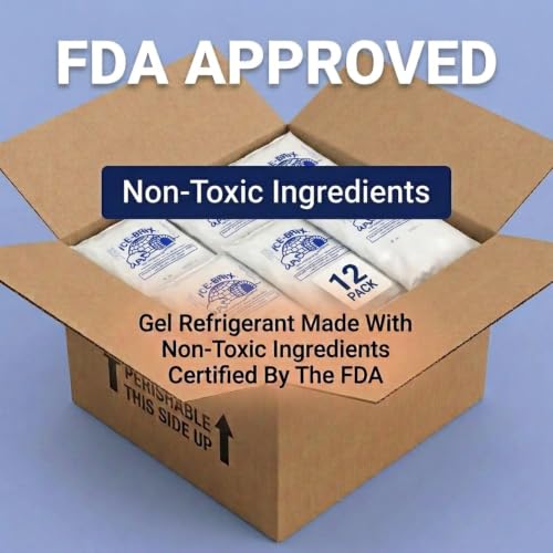 Medium Reusable Gel Ice Packs for Shipping - 8x6 Inches, 24 oz, 12 Pack