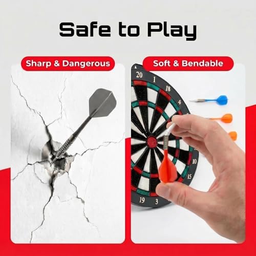 Portable Soft Tip Dartboard Set with Metal Stand - Indoor & Outdoor Play, Pets Friendly