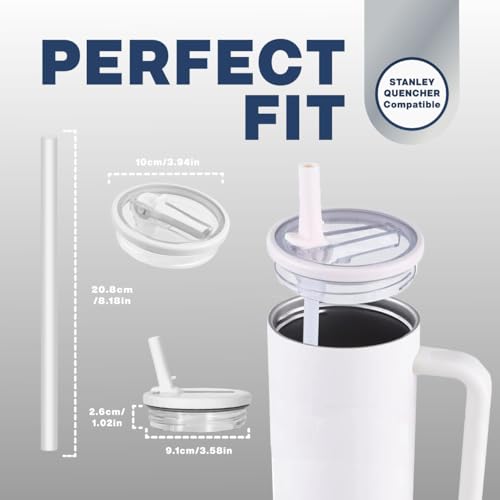 Leak Proof Lid with Flip Straw for Stanley 40oz Tumbler - 2 Pack Replacement Accessories