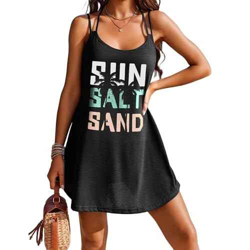 AI'MAGE Womens Spaghetti Strap Cover Up Sleeveless Bathing Suit Coverups Backless T Shirt Beach Dress