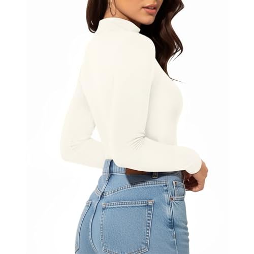MANGOPOP Women's Mock Turtleneck Long Sleeve Shirt Fall Outfits Fashion Thermal Undershirt Basic Tops Fitted Layer Tee 2025