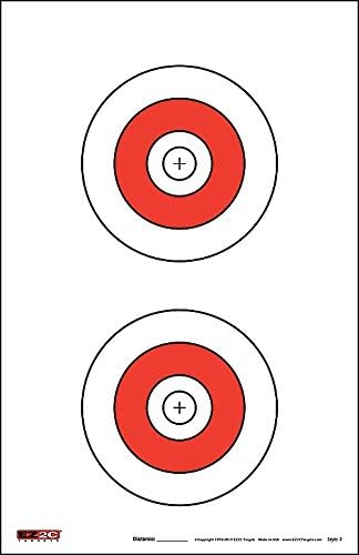 Made in USA Double Bulls-Eye EZ2C Targets Style 2 Paper Shooting Range TargetsShort or Long Range (25 Pack)