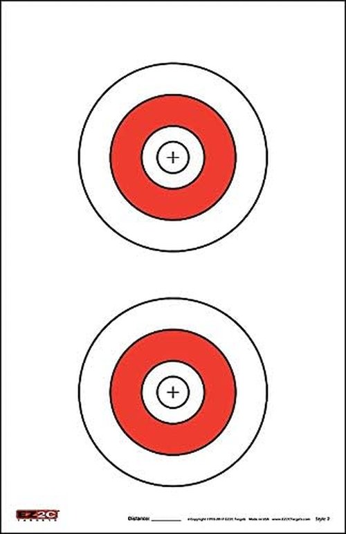 Made in USA Double Bulls-Eye EZ2C Targets Style 2 Paper Shooting Range TargetsShort or Long Range (25 Pack)