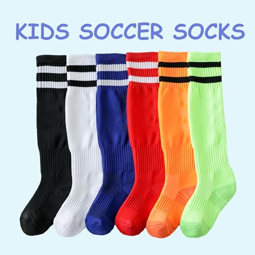 Toddler Boys Soccer Socks 5-7 Years 6 Pack Knee High Athletic Football Socks