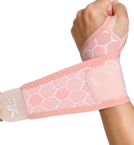 Pink Upgraded 3D Knit Breathable Wrist Brace - Adjustable Support for Pain Relief, Carpal Tunnel & Sports, One Size