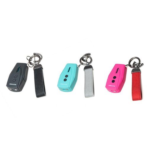 Selfstrike Mini Stun Gun with LED Flashlight and Wrist Strap – Unique Key Chain Design – Using anti slip materials can better and faster aim with charging cable,mini screwdriver and user manual(Black)