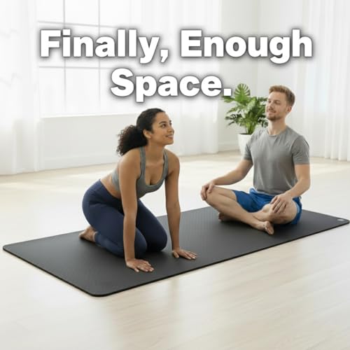 Tatago Extra Thick Large Yoga Mat - Black 6mm Wide & XL for Home Workout & Pilates