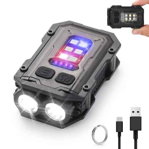 Mini EDC Flashlight, Small Powerful Keychain Flashlight with Sidelight, High Lumens 800lm, USB-C Rechargeable, Keychain Light with Clip - 8 Mode, IPX4 Waterproof, for Hiking, Running, Black