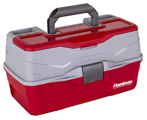 3-Tray Tackle Box with 32 Compartments - Red & Gray, Solid Variation