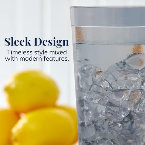 Reusable Plastic Tumblers Set of 16 - 20 oz Grey Stackable Water Cups