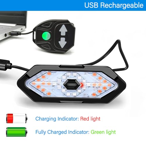 Bike Tail Light with Turn Signals - Wireless Remote, USB Rechargeable, Waterproof, Ultra Bright LED - Type 5 (Remote Rechargable)
