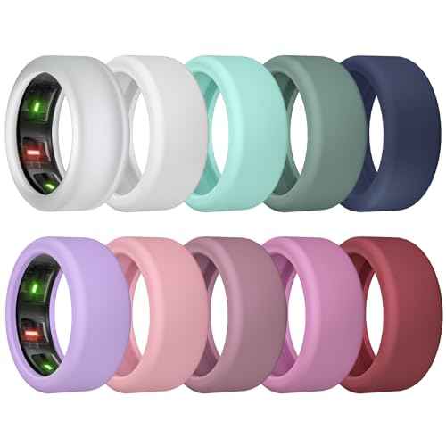 10 Pack Ring Cover Compatible with Oura Ring Gen 4/Ceramic, Oura Ring Gen 3, Anti-Scratch Elastic Silicone Oura Ring Protector Case for Men Women Working Out Gym (10Collors-1, S (6/7/8/9/10))