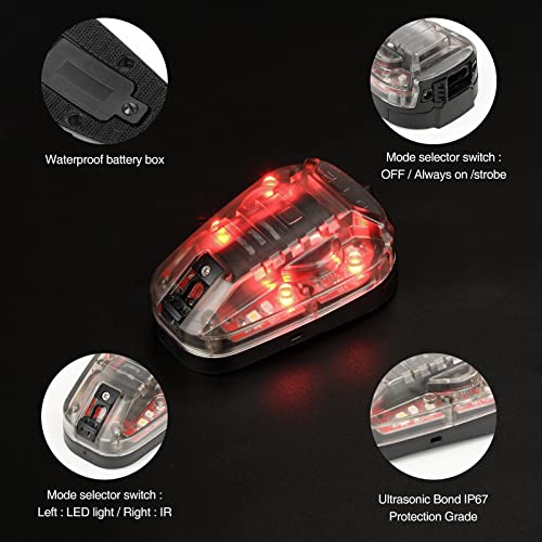 Tactical Helmet Light with 4 Lighting Modes Visible LED and IR - BK-RED Variation