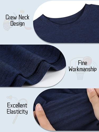 Youth Athletic Dry Fit Boys T-Shirts Pack - Short Sleeve Sports Tops